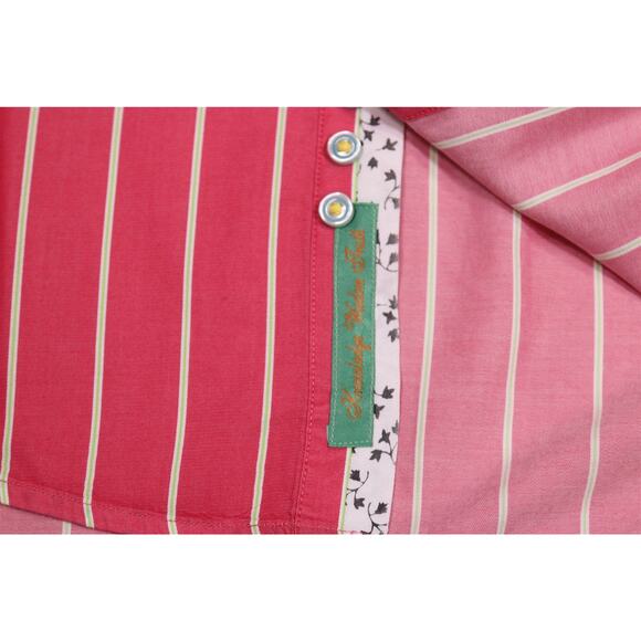 Robert Graham Pink Lime Green Striped Button-Up Shirt Men's Large - Picture 7 of 9